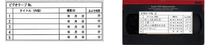 ビデオ用注文シートとビデオテープ